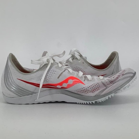 Saucony Endorphin 3 Sz 11 White Viz Red Track Running Shoes Spikes J12-3 - Picture 4 of 8